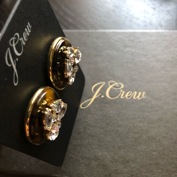 NWT J. Crew Crystal tortoise disc stud earrings - Picture 3 of 6